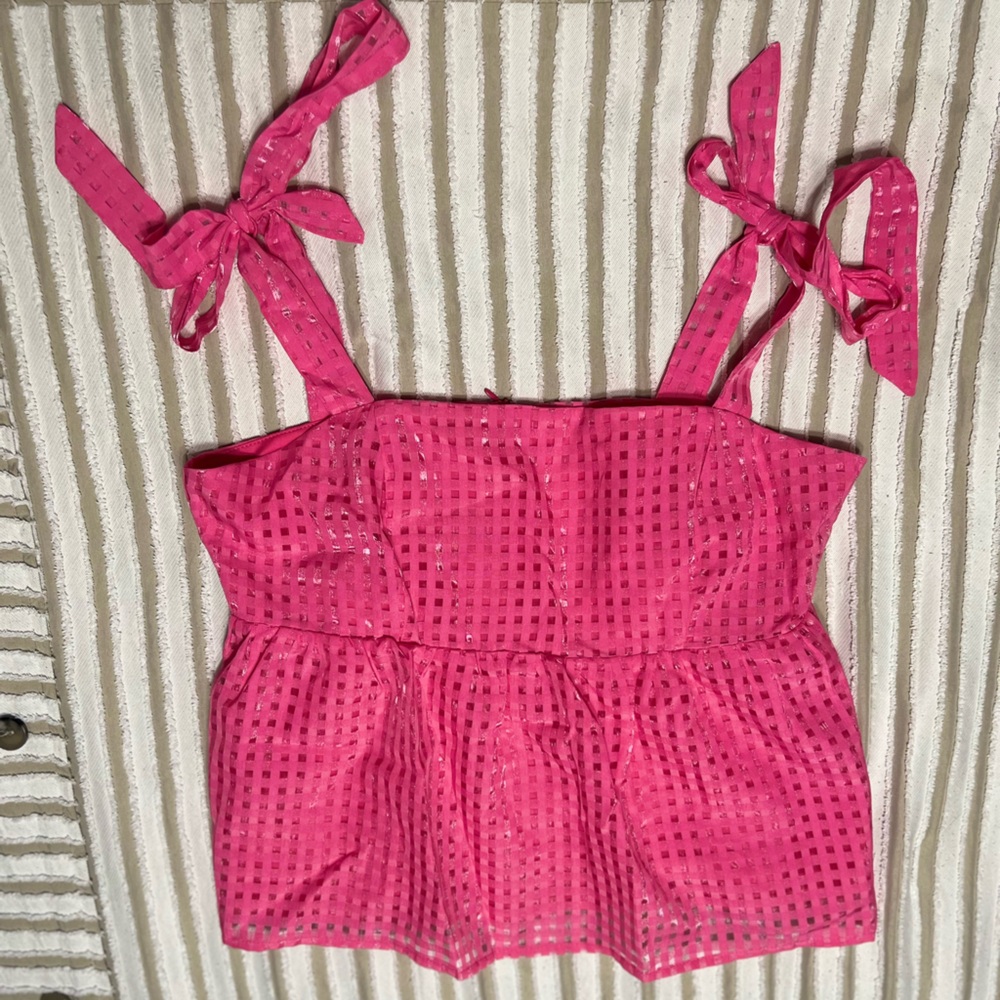 TCEC Pink western babydoll Textured Top
